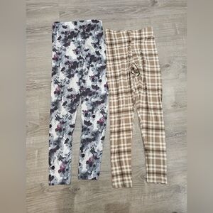 New JUST BE.Super Soft Leggings 2 Pack Pink Floral and Brown Size  M